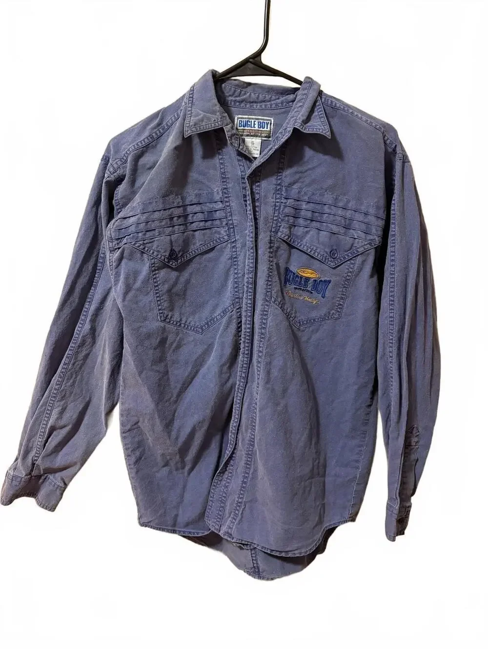 VTG 1990s Bugle Boy Blue Denim Overshirt Heavyweight Jean Jacket Retro Grunge XL